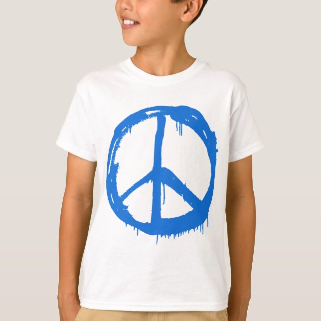 Camiseta Símbolo azul do sinal de paz (Frente)