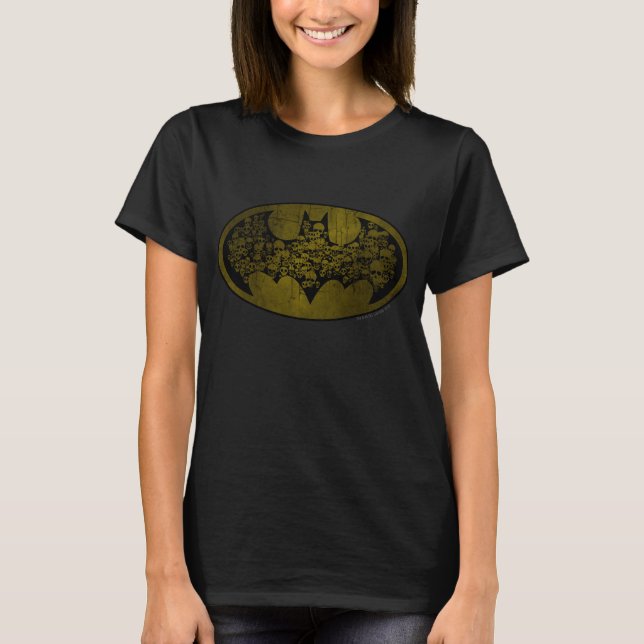 Camiseta Símbolo Batman | Crânios no logotipo Bat (Frente)