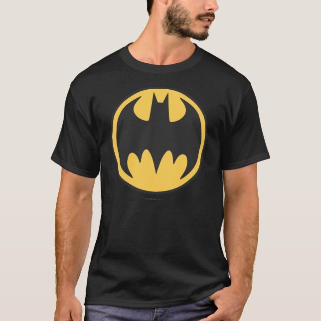 Camiseta Símbolo Batman | Logotipo do círculo amarelo escur (Frente)