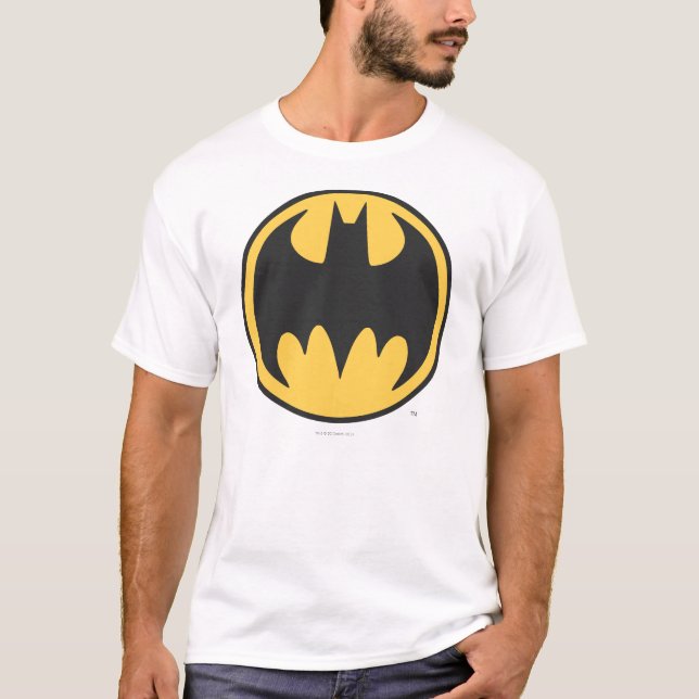 Camiseta Símbolo Batman | Logotipo do círculo amarelo escur (Frente)