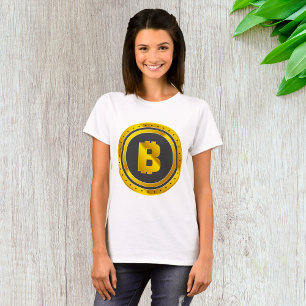Camiseta Símbolo Bitcoin Dourado Moeda Digital