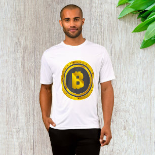 Camiseta Símbolo Bitcoin Dourado Moeda Digital