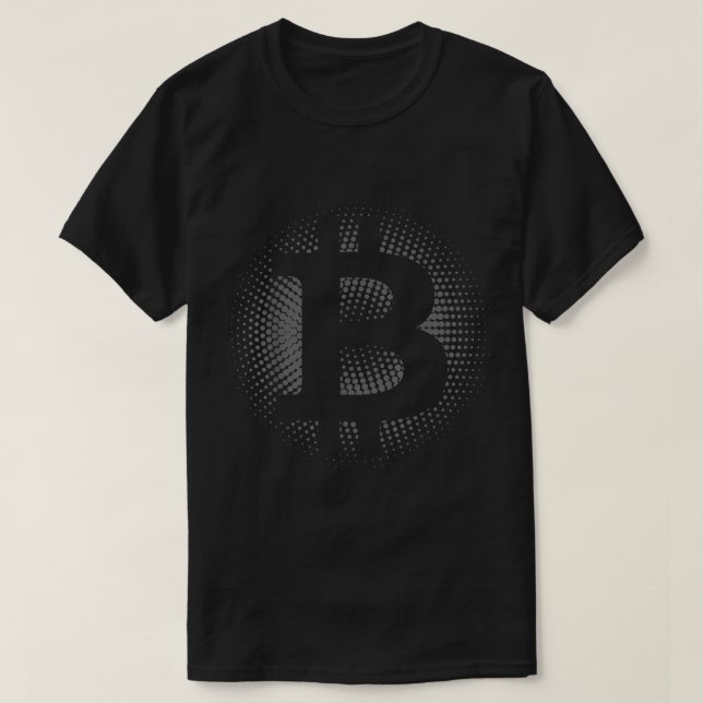 Camiseta Símbolo Bitcoin em Meios-Tons | Design Moderno de  (Frente do Design)
