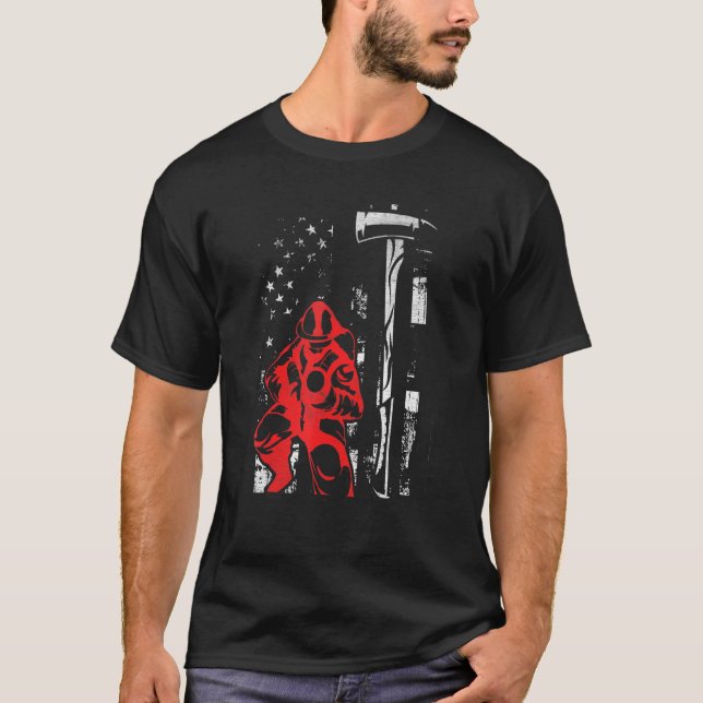 Camiseta Símbolo Bombeiro Patriótico Americano Bombeiro Usa (Frente)