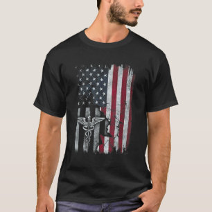 Camiseta Símbolo Caduceu de Enfermeira Médico Dentro Antigo