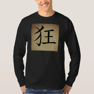 Camiseta Símbolo Chinês CRAZY Imagem Longa Capa Masculina