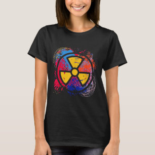 Camiseta Símbolo Colorido de Radiação em Medicina Nuclear R