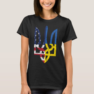 Camiseta Símbolo da Bandeira Americana Ucraniana Amor Apoia