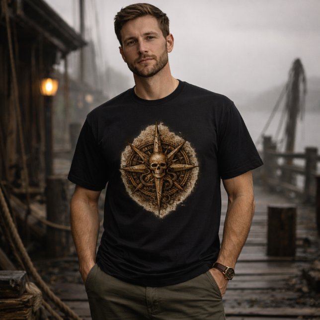 Camiseta Símbolo da Bússola Amaldiçoada Pirata (Criador carregado)