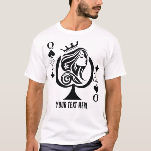 Camiseta Símbolo da carta de baralho Rainha de Espadas com