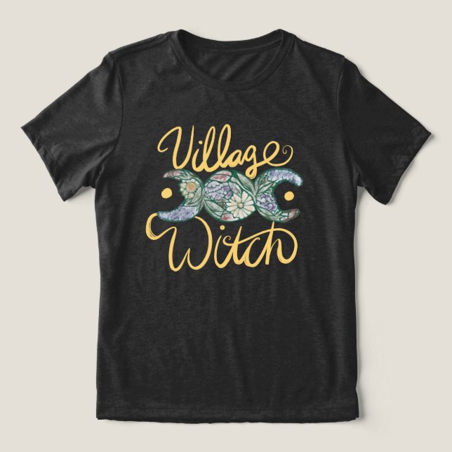 Camiseta Símbolo da Deusa da Lua Tripla da Aldeia da Bruxa  (Design frontal)
