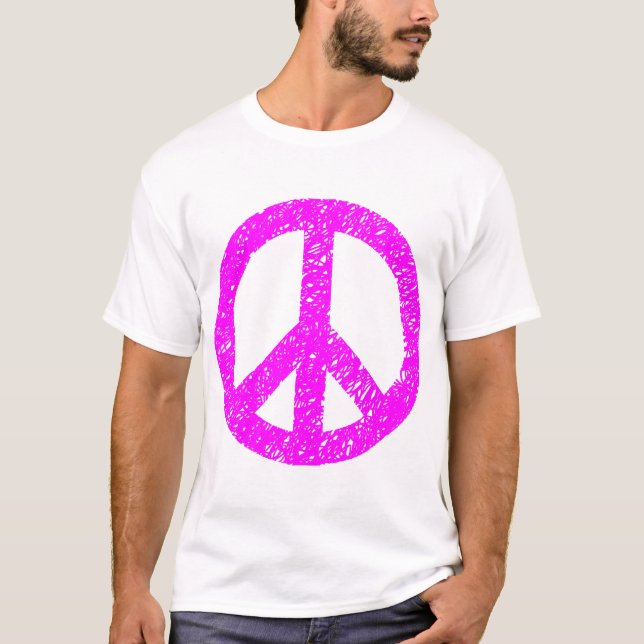 Camiseta Símbolo da Paz Rabiscado - Magenta (Frente)
