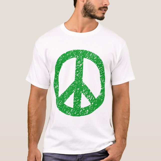 Camiseta Símbolo da Paz Rabiscado - Verde Grama (Frente)
