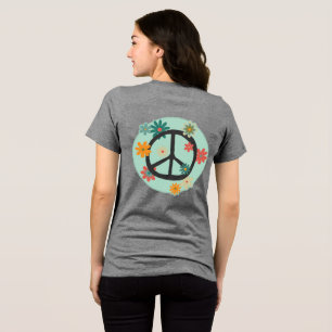 Camiseta Símbolo da Paz, Sinal da paz com flores