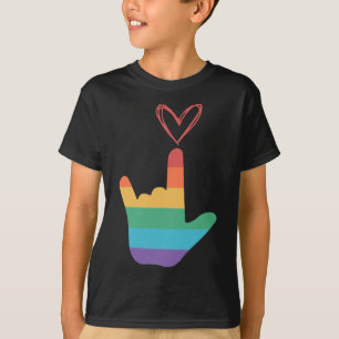 Camiseta Símbolo de Amor Arco-íris ASL Surdo