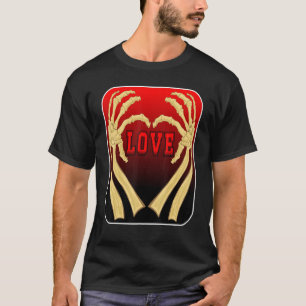 Camiseta Símbolo de amor cardíaco Ossos do dedo esquelético
