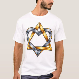 Camiseta Símbolo de Amor do Triângulo do Coração de Prata D