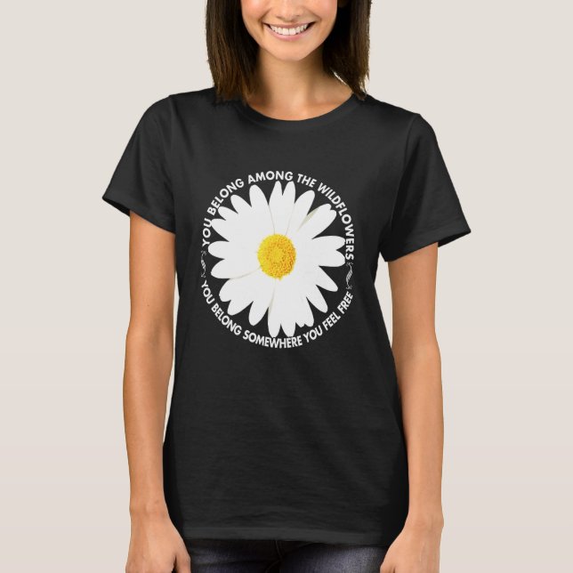 Camiseta Símbolo De Amor Pela Paz E Flor Selvagem Pertencem (Frente)