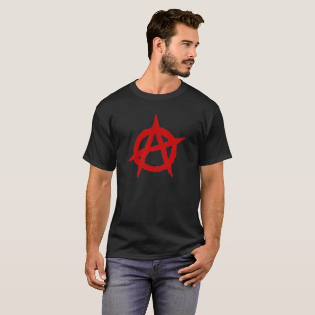 Camiseta Símbolo de anarquia vermelho punk música cultura s (Frente Completa)