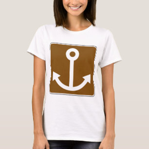 Camiseta Símbolo de Âncora Náutica Sinal Marrom Marina