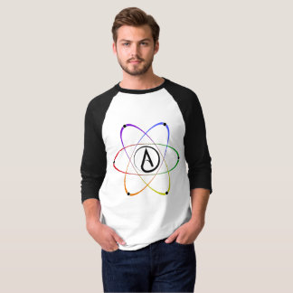 Camiseta Símbolo de Átomo Ateu Arco-íris Preto