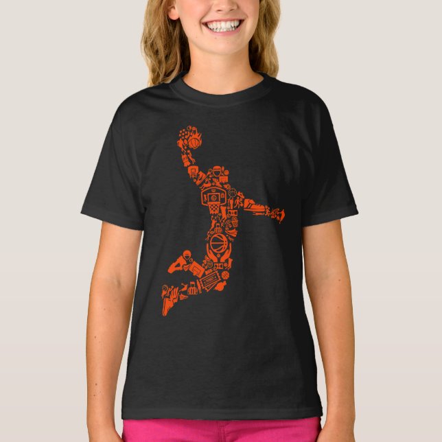 Camiseta Símbolo de basquetebol Hoops Slam The Ball Girl (Frente)