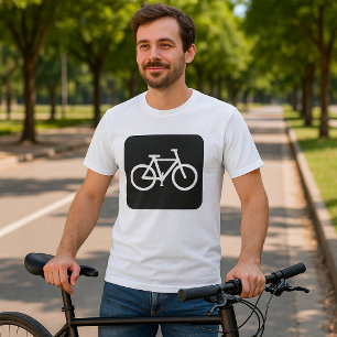 Camiseta Símbolo de Bicicleta Minimalista Preta e Branca