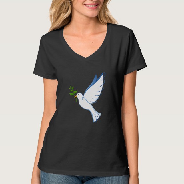 Camiseta Símbolo de Branqueamento de Oliva Voadora de Dove  (Frente)