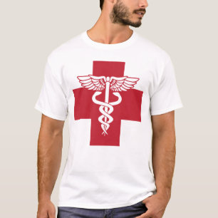 Camiseta Símbolo de Caduceus da Cruz Vermelha com Assistê