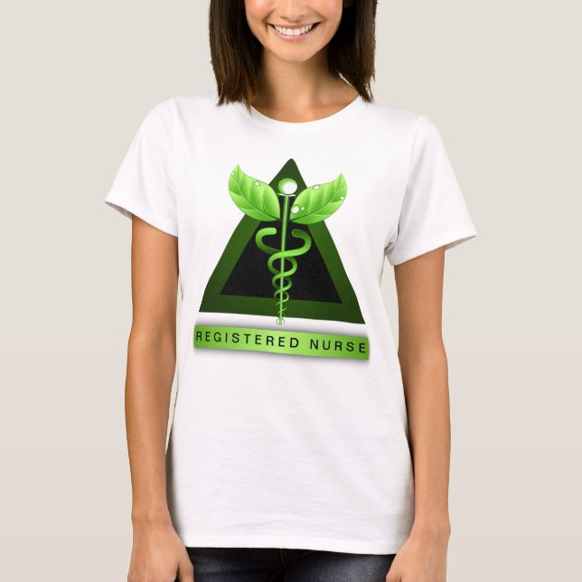 Camiseta Símbolo de Caduco Verde RN Ícone de Enfermeiro Reg (Frente)