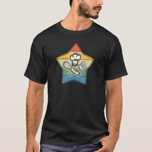 Camiseta Símbolo de Chef com o Chapéu e os Utensílios de Co