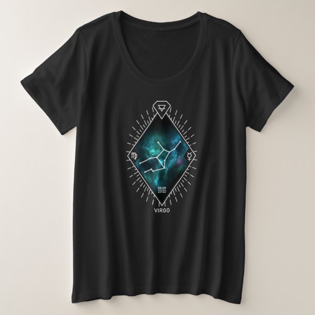 Camiseta Símbolo de Constelação de Virgem e Zodiac (Frente do Design)