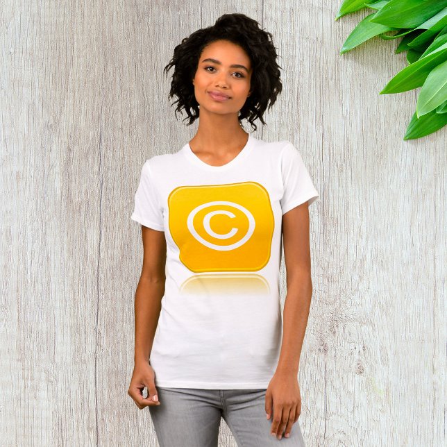 Camiseta Símbolo de Copyright Yellow Womens T Shirt (Criador carregado)
