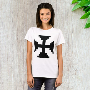 Camiseta Símbolo de Cruz Preta de Arte Pixel