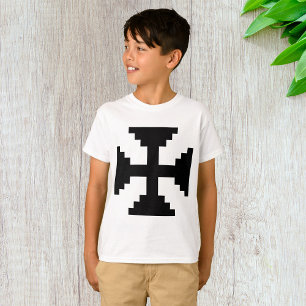 Camiseta Símbolo de Cruz Preta de Arte Pixel