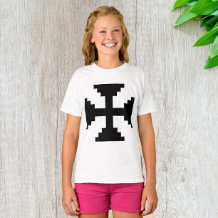 Camiseta Símbolo de Cruz Preta de Arte Pixel