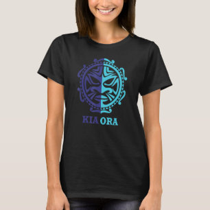 Camiseta Símbolo de Cultura Azul Haka Maori da New Zelândia