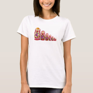 Camiseta Símbolo de Cultura de Madeira Matrioshka - Russo