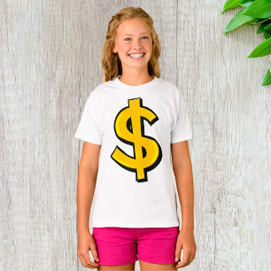 Camiseta Símbolo de Dólar Dourado Negrito Amarelo Dinheiro