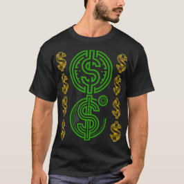Camiseta Símbolo de Dólar Verde - Ícone de Dólar Dourado
