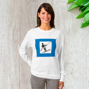 Camiseta Símbolo de elevação de esqui minimalista com borda