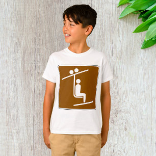 Camiseta Símbolo de Elevador de Esqui Ícone Rústico de Espo