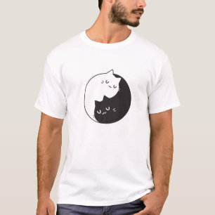 Camiseta Símbolo de Equilíbrio de Paz de Cats Yin e Yang