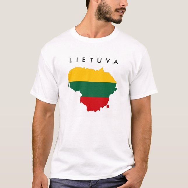 Camiseta símbolo de forma do mapa do país da Lituânia (Frente)