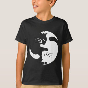 Camiseta Símbolo de Gato Yin Yang Gatinho Preto e Branco Fo