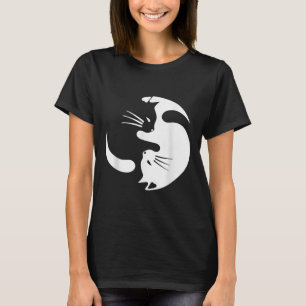 Camiseta Símbolo de Gato Yin Yang, preto-e-branco, bonito