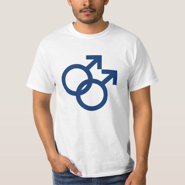Camiseta Símbolo de Gênero de Homens Gays da MLM (Frente)