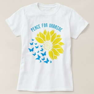 Camiseta Símbolo de girassol de Paz. Paz para a Ucrânia.