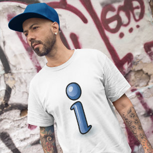 Camiseta Símbolo de Ícone de Informação Azul Lustroso