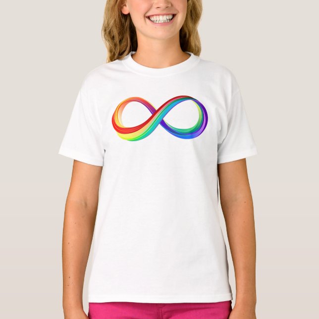 Camiseta Símbolo de Infinidade Arco-Íris em Camadas (Frente)